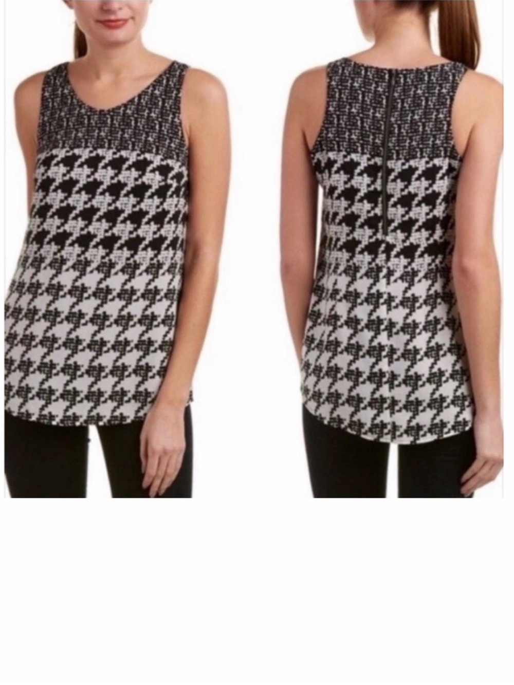 CAbi 3090 Broken Check/ Abstract Houndstooth Sleeveless Blouse Medium - Picture 10 of 10